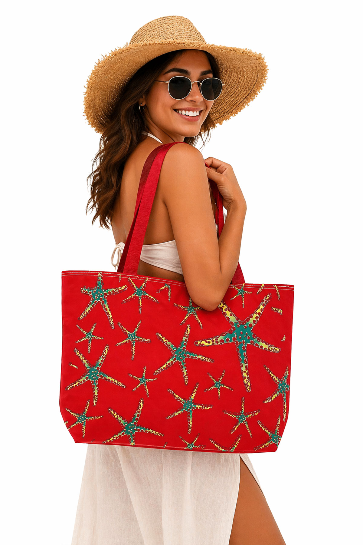 Pınarca Kadın Plaj Çantası Desenli Küçük - Thumbnail