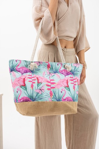 PINARCA PLAJ - Pınarca Kadın Plaj Çantası Kulp Hasır Desenli