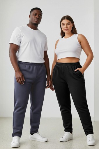 PINARCA TEK ALT - Pınarca Kadın Tek Alt Eşofman Büyük Beden Modal Düz Paça Cepli - Siyah