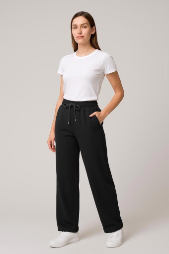 PINARCA TEK ALT - Pınarca Kadın Tek Alt Eşofman Modal Boru Paça Cepli - Siyah