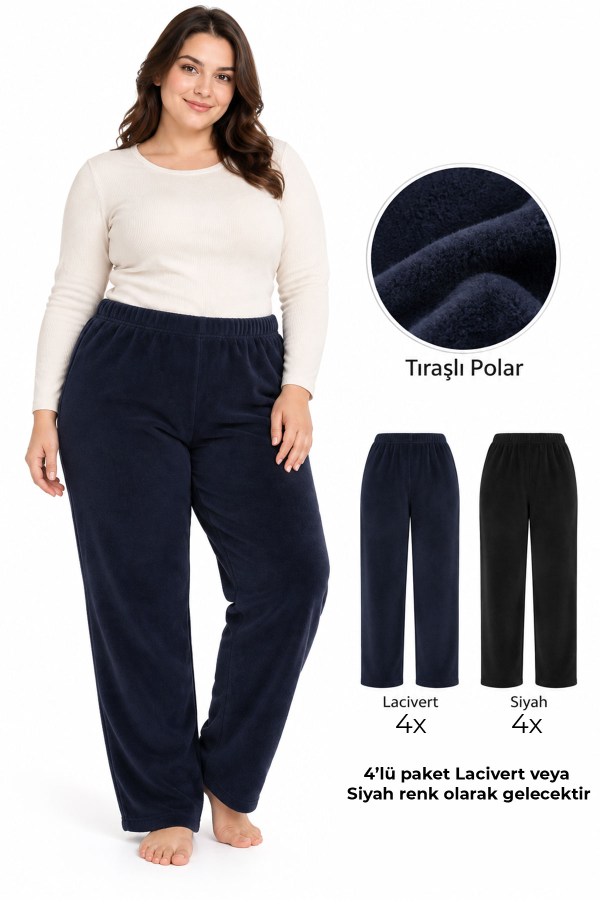 Pınarca Kadın Tek Alt Jumbo Traşlı Polar - Thumbnail
