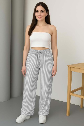 PINARCA TEK ALT - Pınarca Kadın Tek Alt Pantolon Su Yolu Pamuklu Boru Paça Cepli - Gri