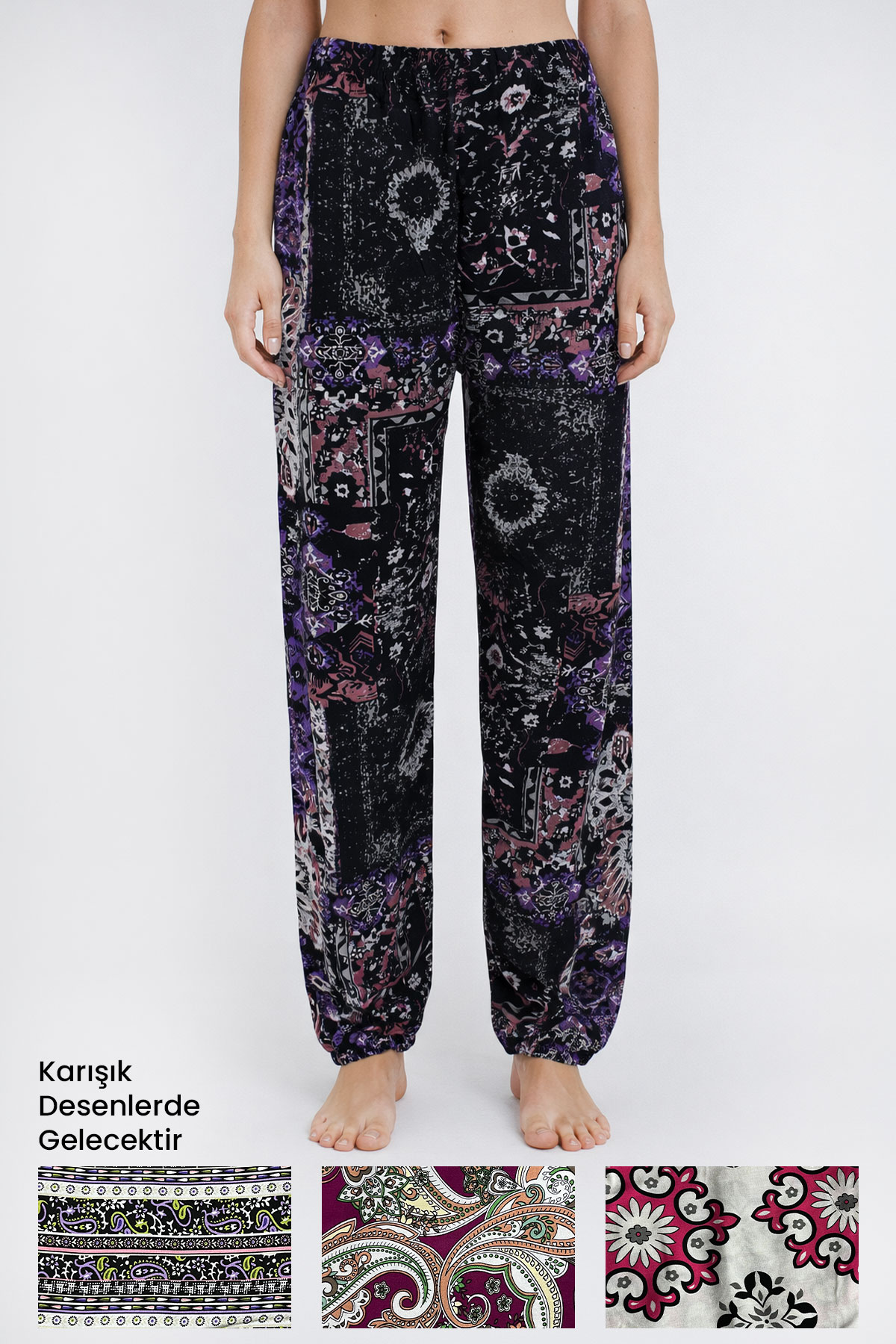 Pınarca Kadın Tek Alt Pijama Dokuma Desenli - Thumbnail