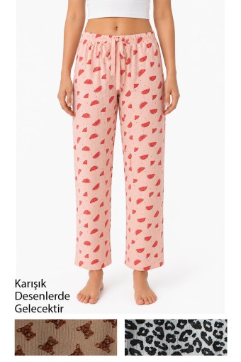 PINARCA TEK ALT - Pınarca Kadın Tek Alt Pijama Fitilli Desenli