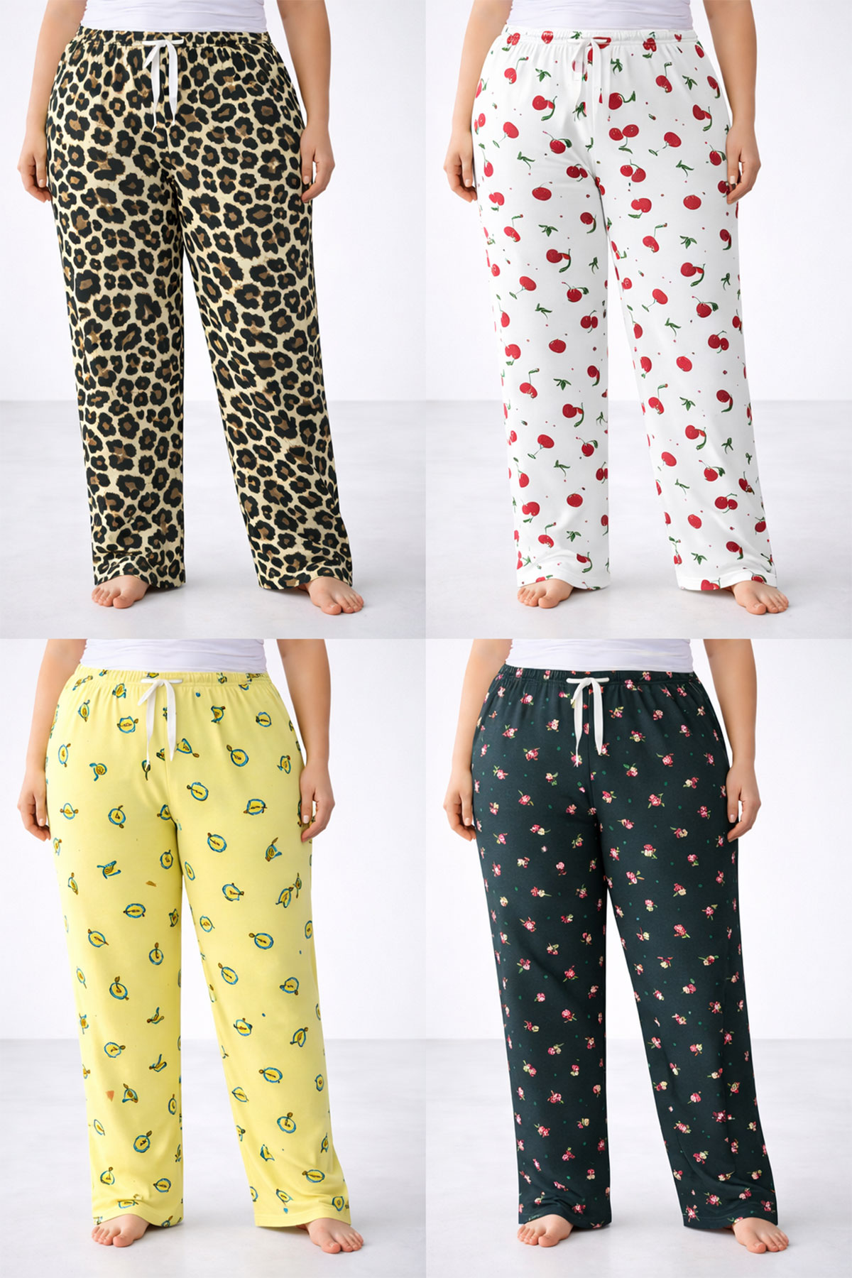 Pınarca Kadın Tek Alt Pijama Milan Büyük Beden Desenli - Thumbnail