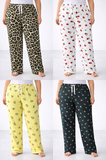 PINARCA TEK ALT - Pınarca Kadın Tek Alt Pijama Milan Büyük Beden Desenli (1)