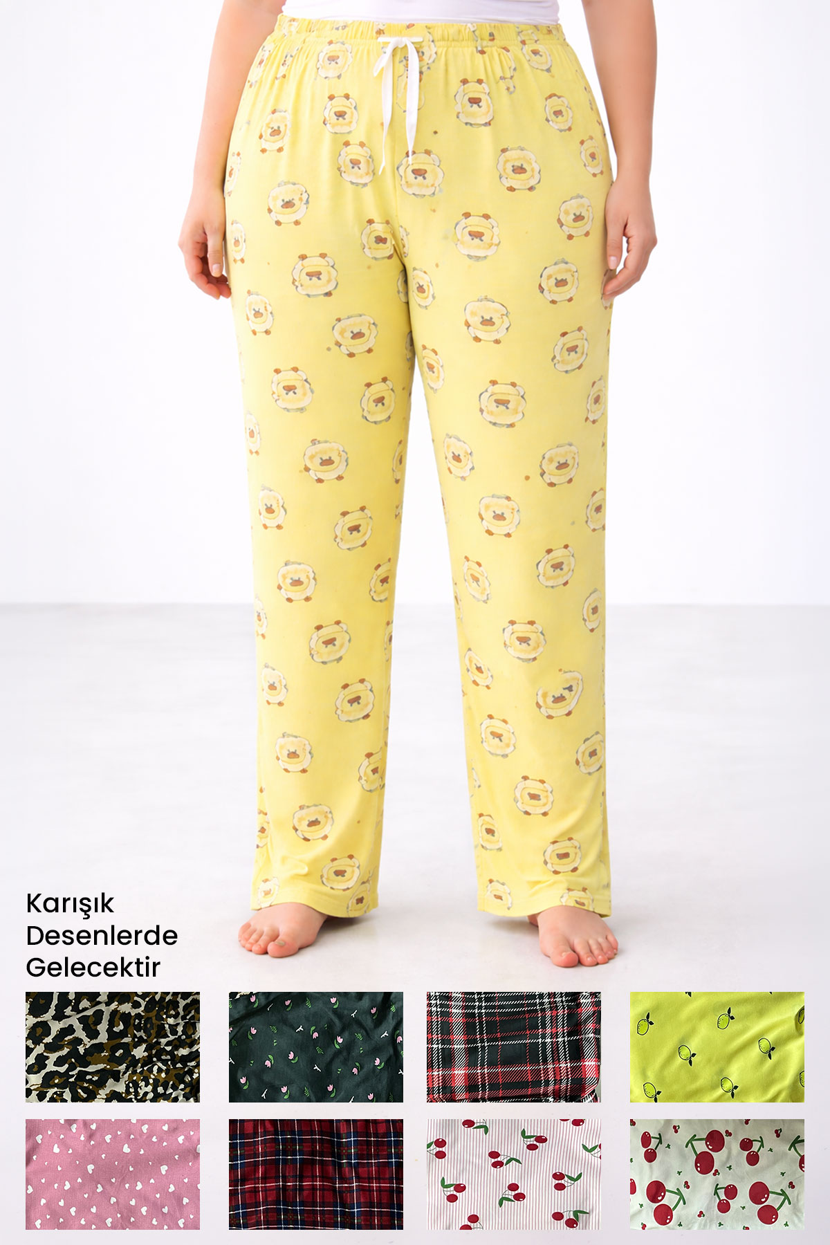 Pınarca Kadın Tek Alt Pijama Milan Büyük Beden Desenli - Thumbnail