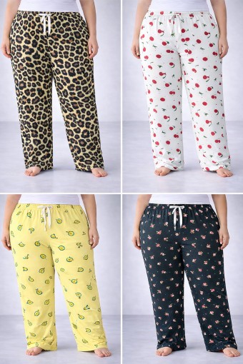 PINARCA TEK ALT - Pınarca Kadın Tek Alt Pijama Milan Büyük Beden Jumbo Desenli (1)