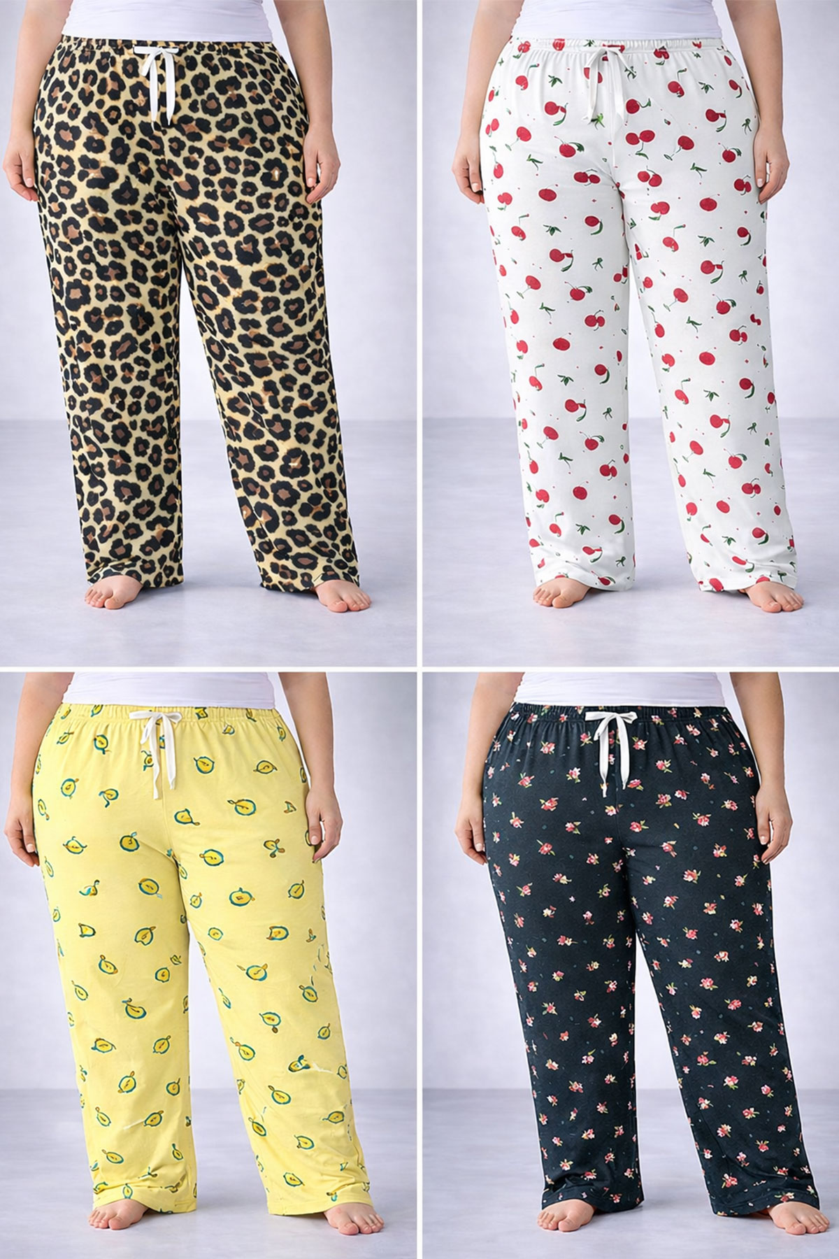 Pınarca Kadın Tek Alt Pijama Milan Büyük Beden Jumbo Desenli - Thumbnail