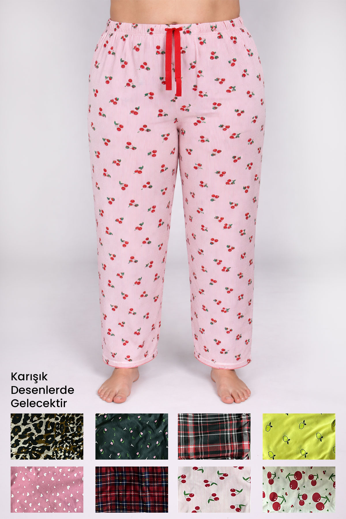 Pınarca Kadın Tek Alt Pijama Milan Büyük Beden Jumbo Desenli - Thumbnail