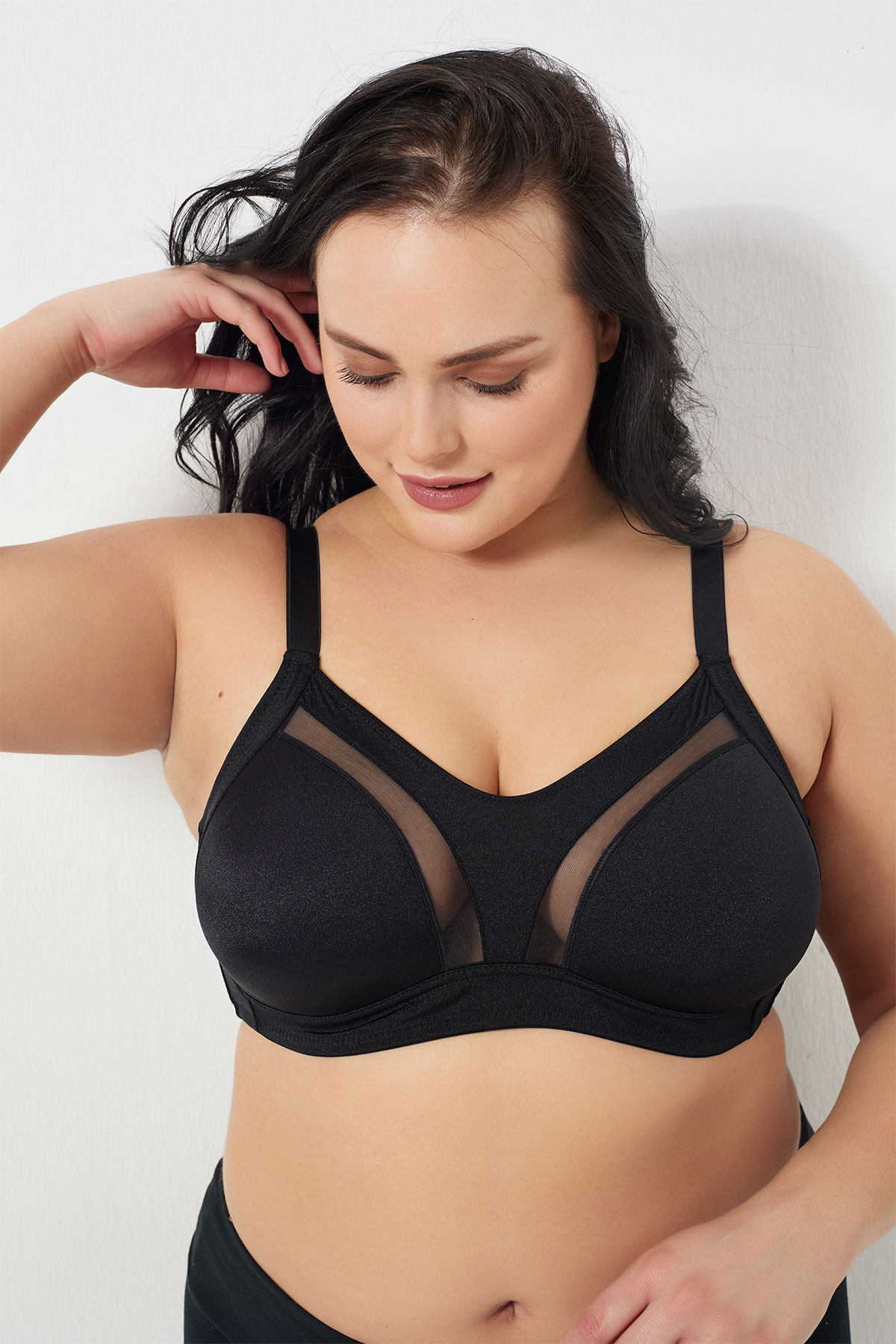 Pınarca Kadın Toparlayıcı Sütyen Minimizer Balensiz Penye Dantelli - Thumbnail