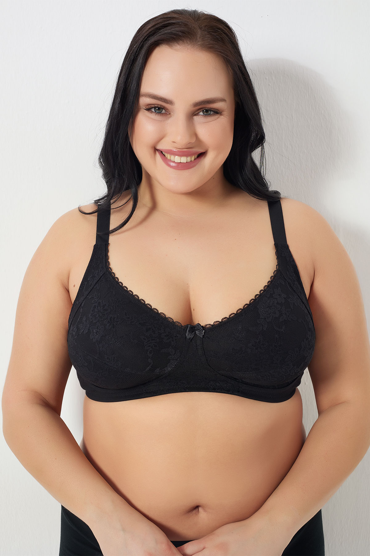 Pınarca Kadın Toparlayıcı Sütyen Minimizer Balensiz Penye Dantelli - Thumbnail