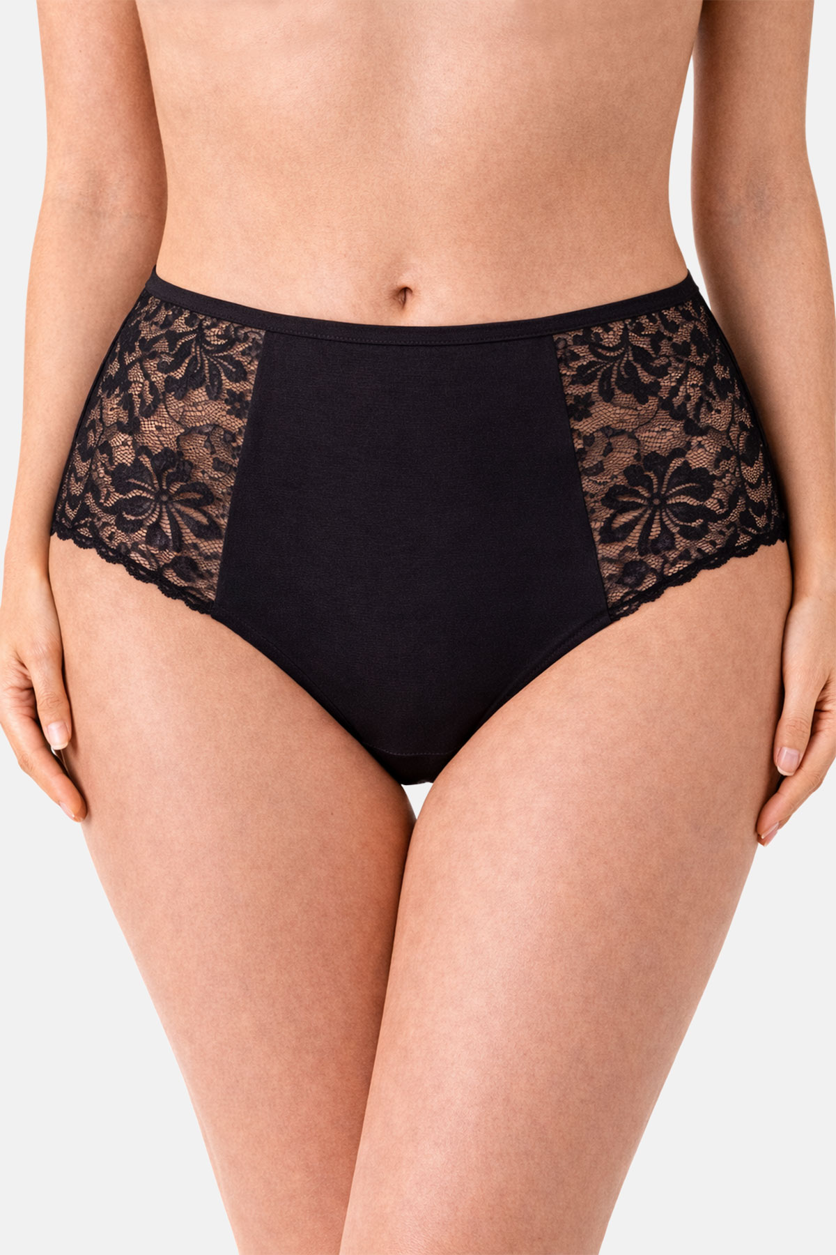 Pınarca Kadın Yüksek Bel Bato Külot Dantelli Likralı Pamuk - Thumbnail