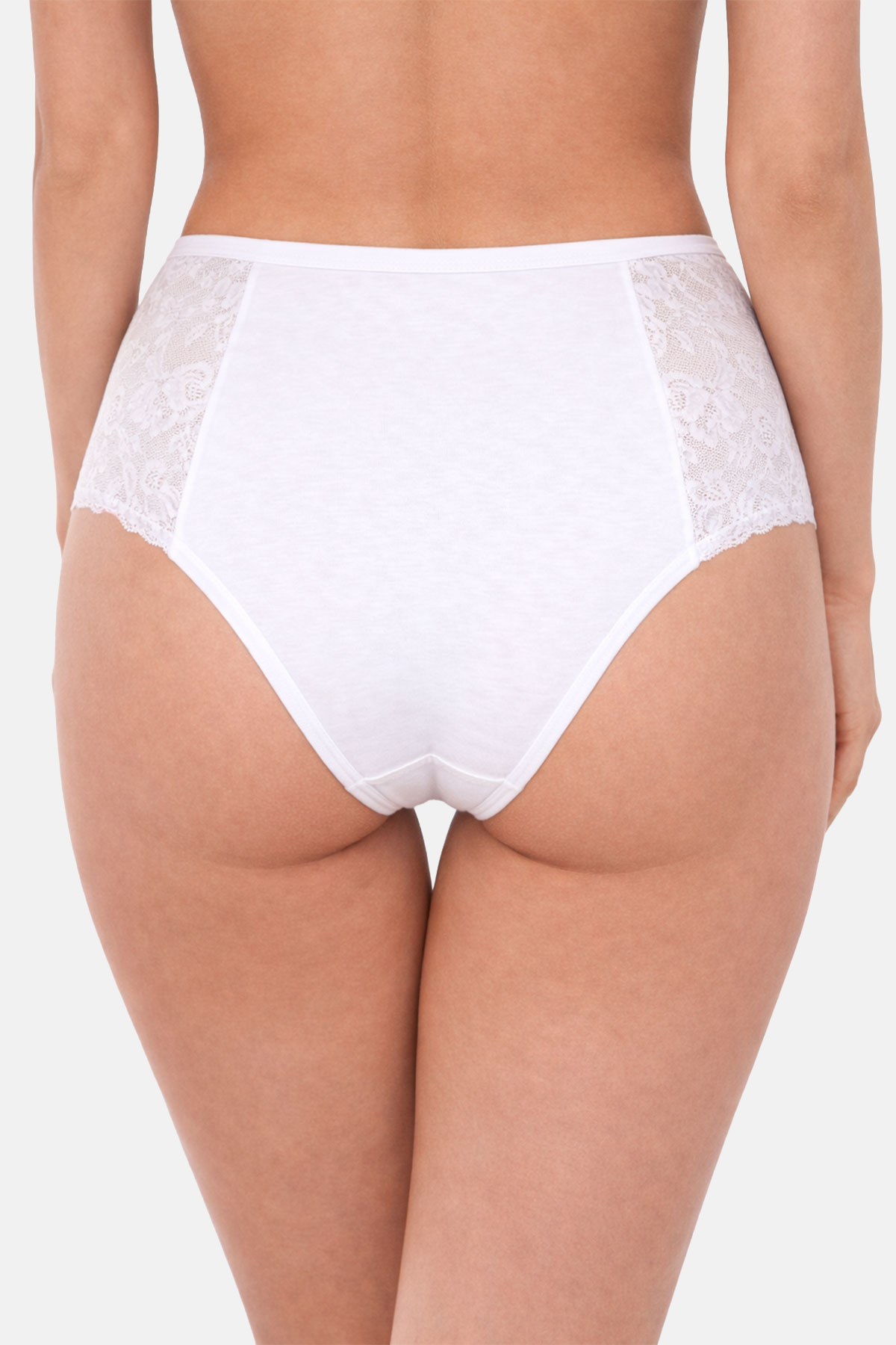 Pınarca Kadın Yüksek Bel Bato Külot Dantelli Likralı Pamuk - Thumbnail