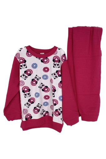 PINARCA EV GİYİM - Pınarca Kız Çocuk Panda Desenli Pijama Takımı - Yavruağzı