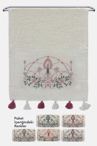 PINARCA HAVLU - Pınarca Sırma Nakışlı Püsküllü Mutfak Havlusu 30x50