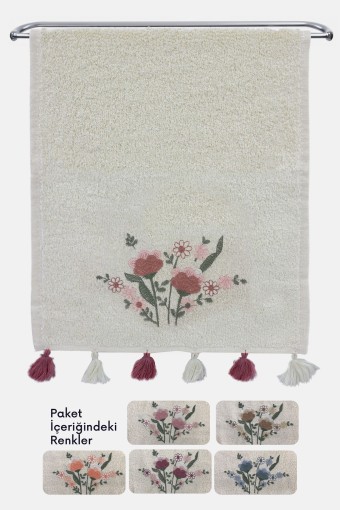 PINARCA HAVLU - Pınarca Sırma Nakışlı Püsküllü Mutfak Havlusu 30x50 (1)