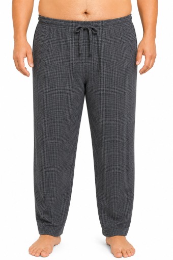 PİJAMAN - Pjm Erkek Tek Alt Pijama Büyük Beden Baskılı Penye - Antrasit