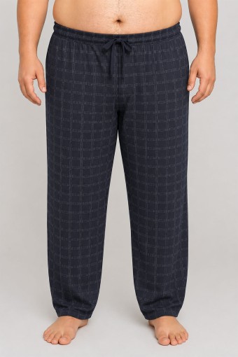 PİJAMAN - Pjm Erkek Tek Alt Pijama Büyük Beden Baskılı Penye - Füme/1