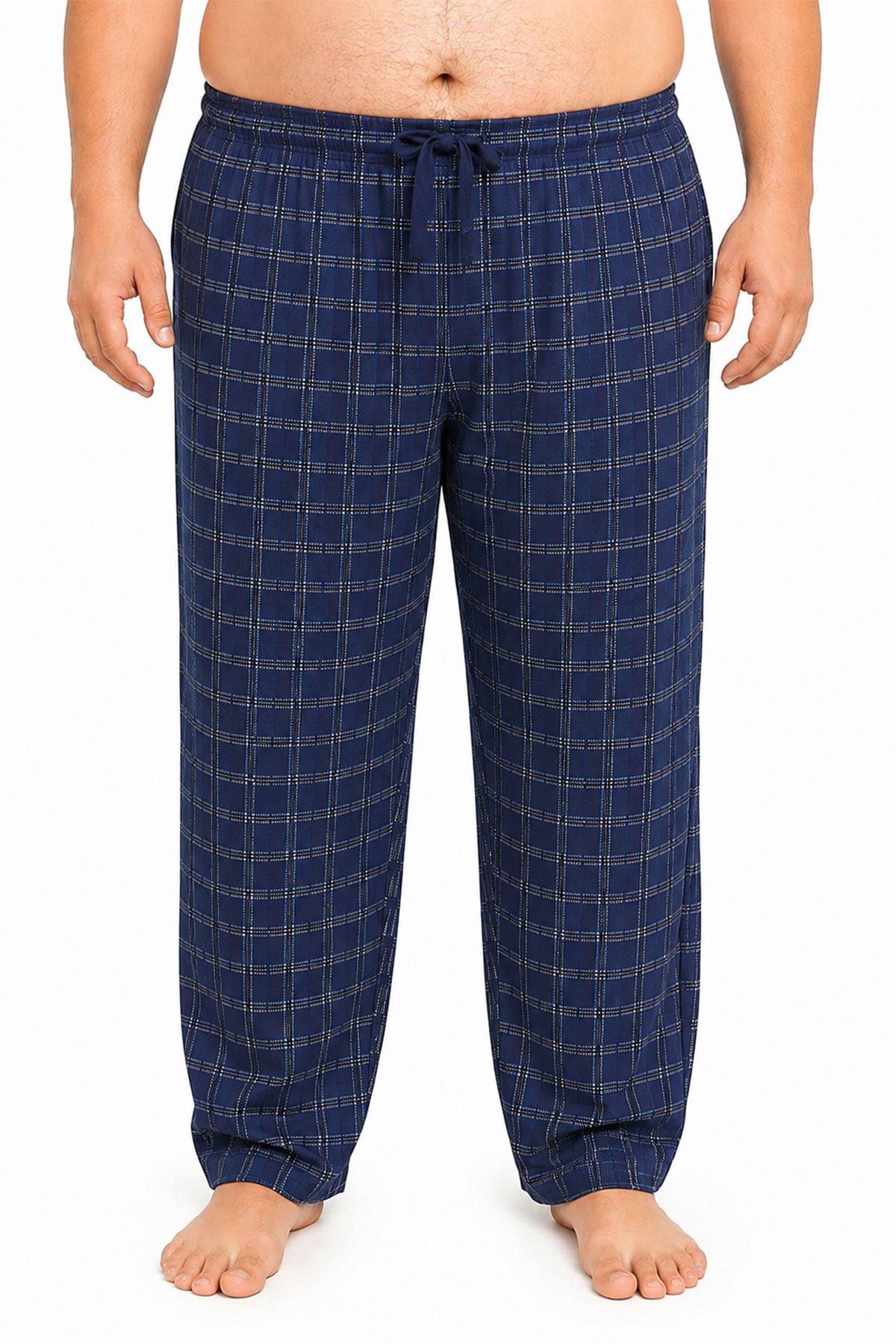 Pjm Erkek Tek Alt Pijama Büyük Beden Baskılı Penye - Lacivert/9 - Thumbnail