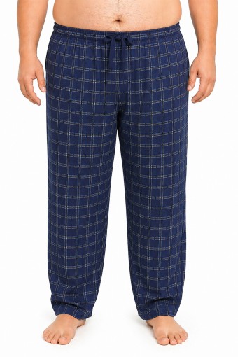 PİJAMAN - Pjm Erkek Tek Alt Pijama Büyük Beden Baskılı Penye - Lacivert/9