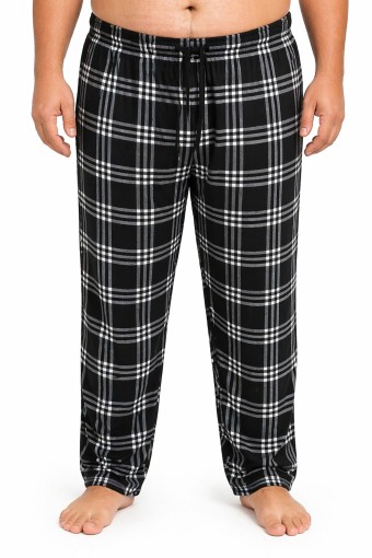 PİJAMAN - Pjm Erkek Tek Alt Pijama Büyük Beden Baskılı Penye - Siyah/1