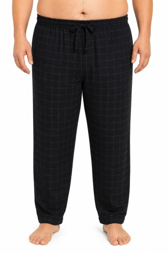 PİJAMAN - Pjm Erkek Tek Alt Pijama Büyük Beden Baskılı Penye - Siyah/3