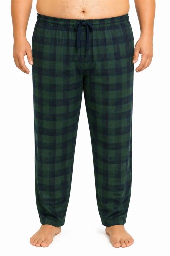 PİJAMAN - Pjm Erkek Tek Alt Pijama Büyük Beden Baskılı Penye - Yeşil