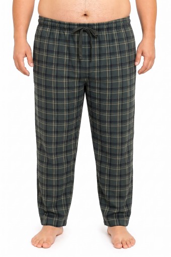 PİJAMAN - Pjm Erkek Tek Alt Pijama Büyük Beden Baskılı Penye - Yeşil/1