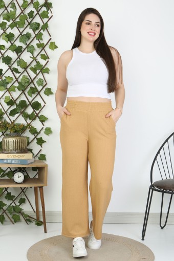 POGI - Pogi Kadın Tek Alt Pantolon Uzun Bürümcük - Bej