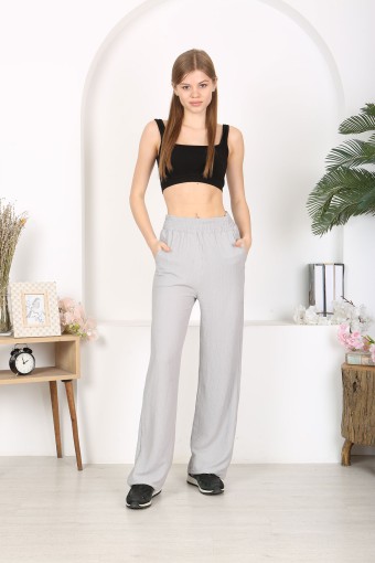 POGI - Pogi Kadın Tek Alt Pantolon Uzun Bürümcük - Gri