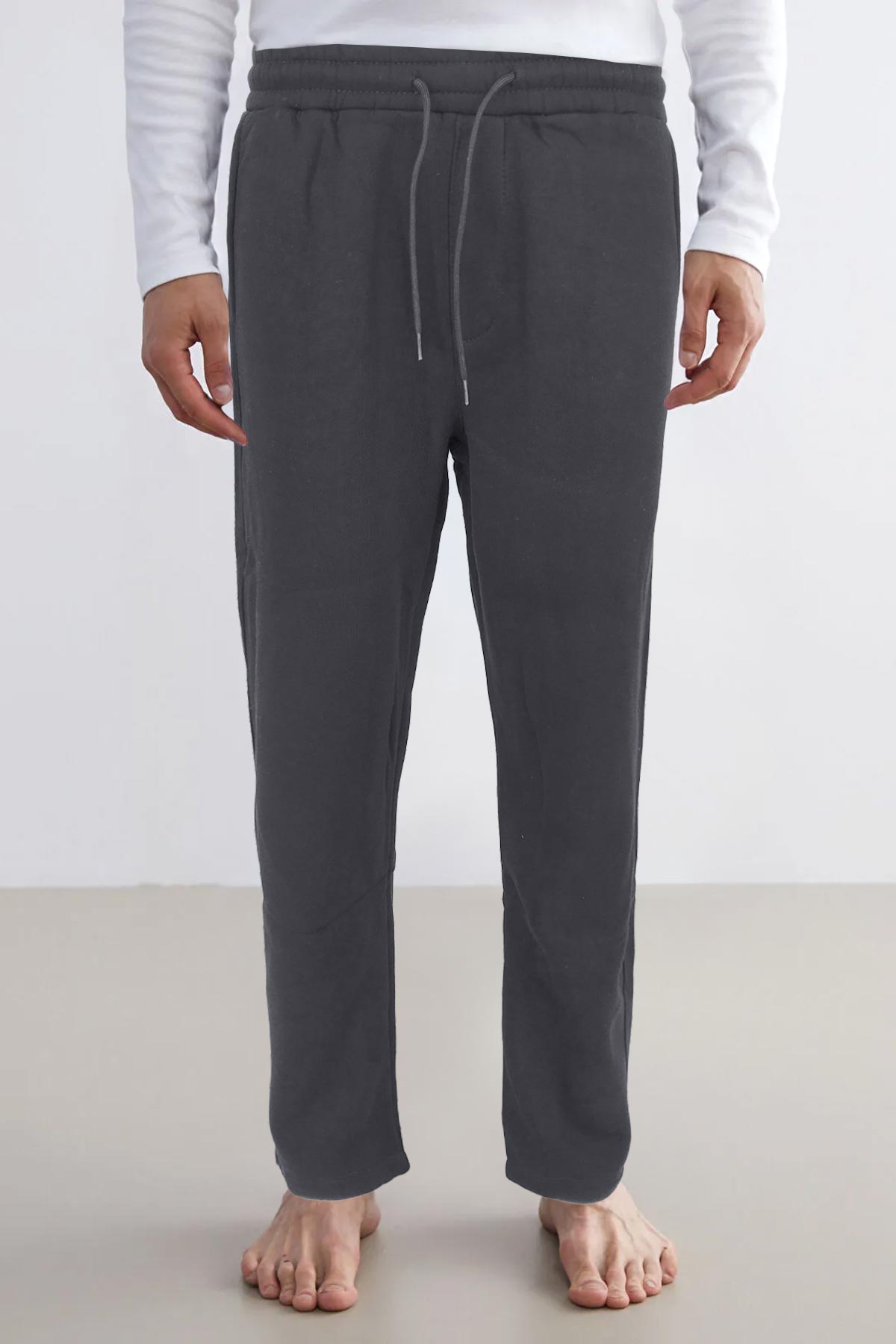 Pogi Erkek Tek Alt Eşofman 3 İplik Düz Paça - Siyah - Thumbnail