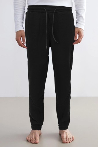 POGI - Pogi Erkek Tek Alt Eşofman 3 İplik Paça Lastikli - Siyah