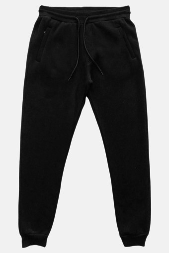 POGI - Pogi Erkek Tek Alt Eşofman 3 İplik Paçası Lastikli - Siyah