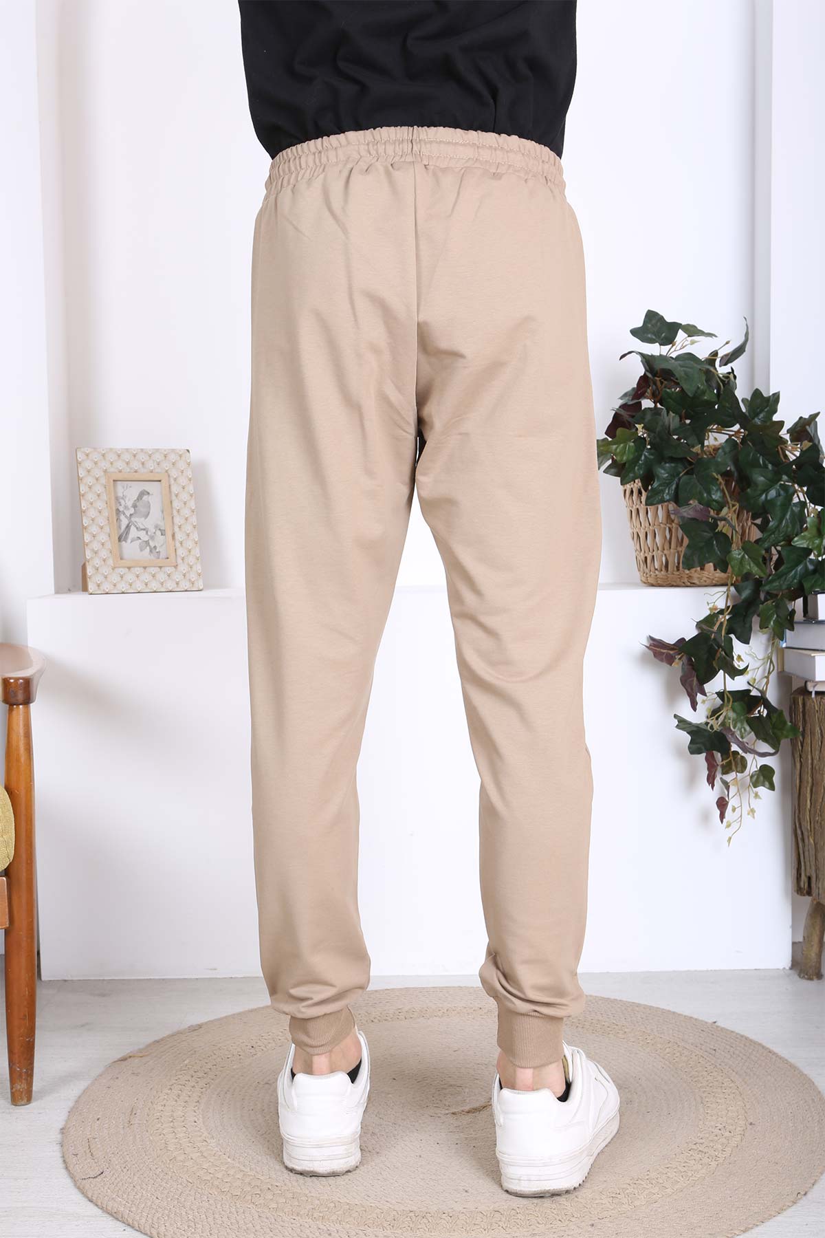 Pogi Erkek Tek Alt Eşofman - Bej - Thumbnail