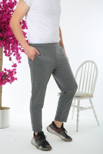 POGI - Pogi Erkek Tek Alt Eşofman Büyük Beden - Füme (1)