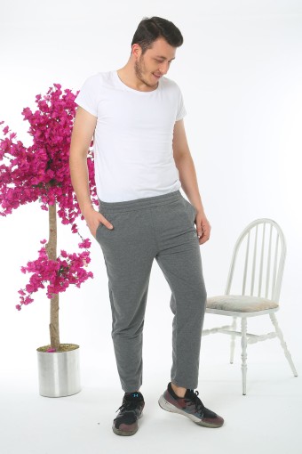 POGI - Pogi Erkek Tek Alt Eşofman Büyük Beden - Füme