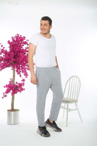 POGI - Pogi Erkek Tek Alt Eşofman Büyük Beden - Gri