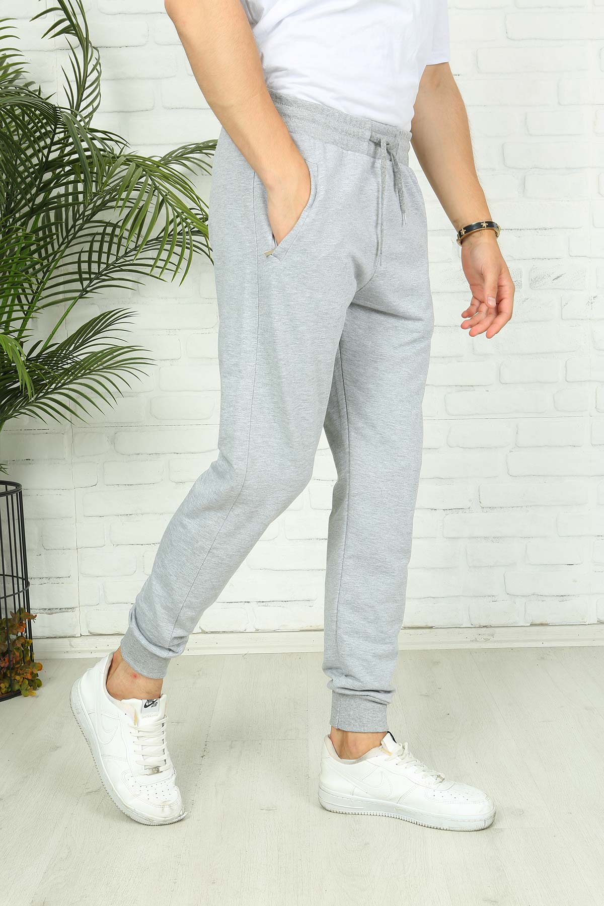 Pogi Erkek Tek Alt Eşofman - Gri - Thumbnail