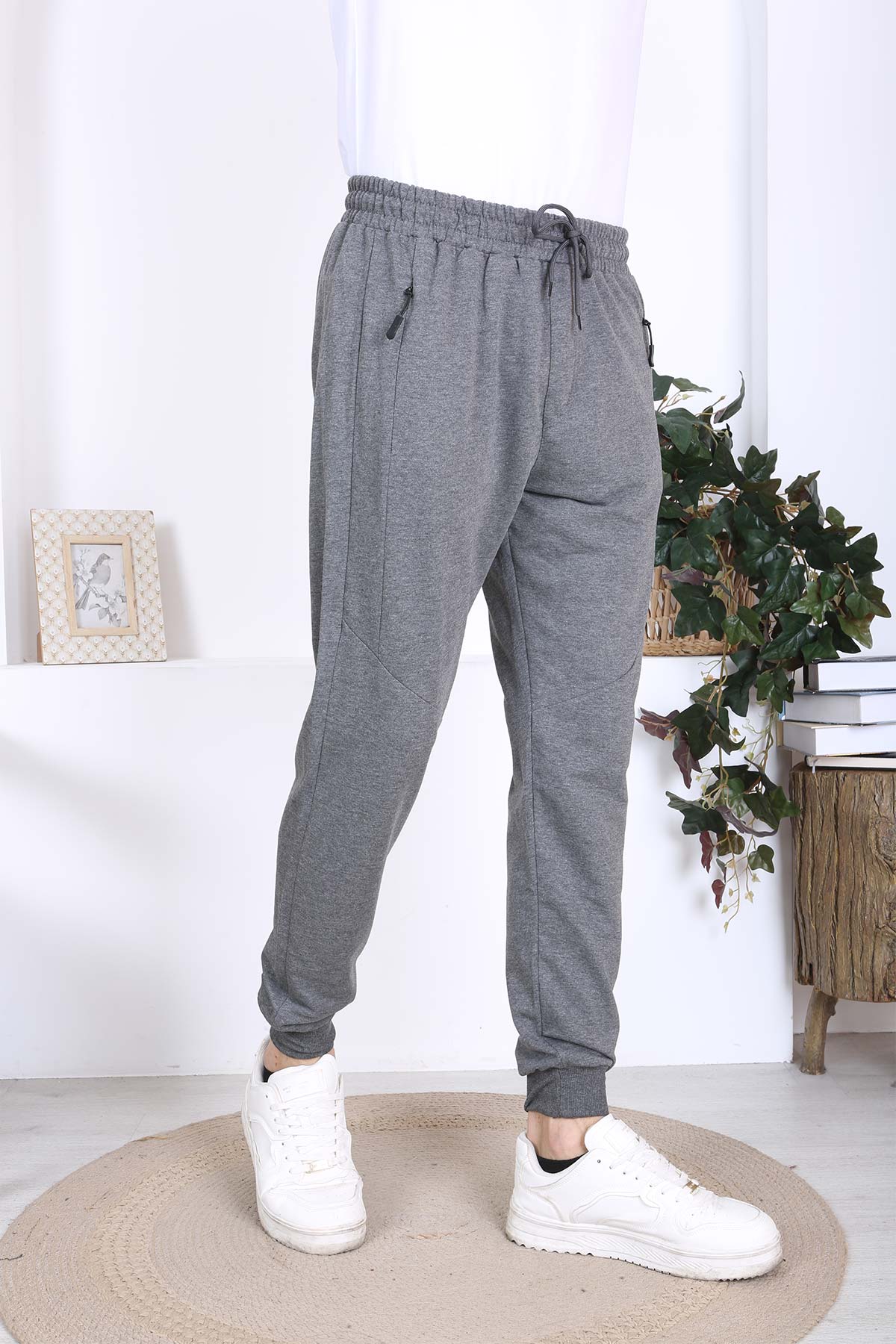 Pogi Erkek Tek Alt Eşofman - Koyu Gri - Thumbnail