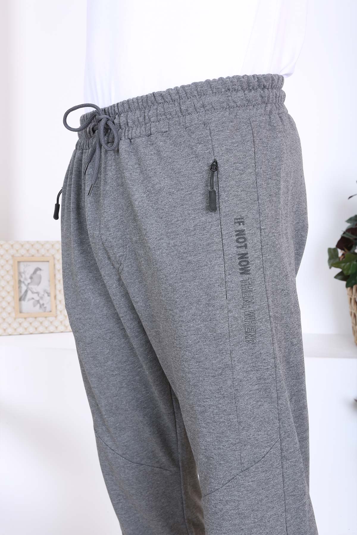 Pogi Erkek Tek Alt Eşofman - Koyu Gri - Thumbnail