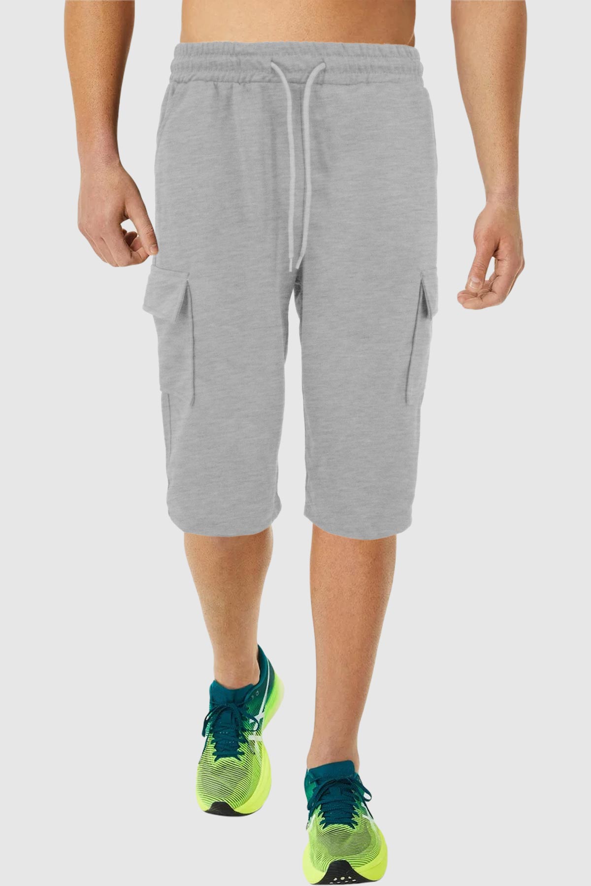 Pogi Erkek Tek Alt Kargo Cep Kapri - Açık Gri - Thumbnail