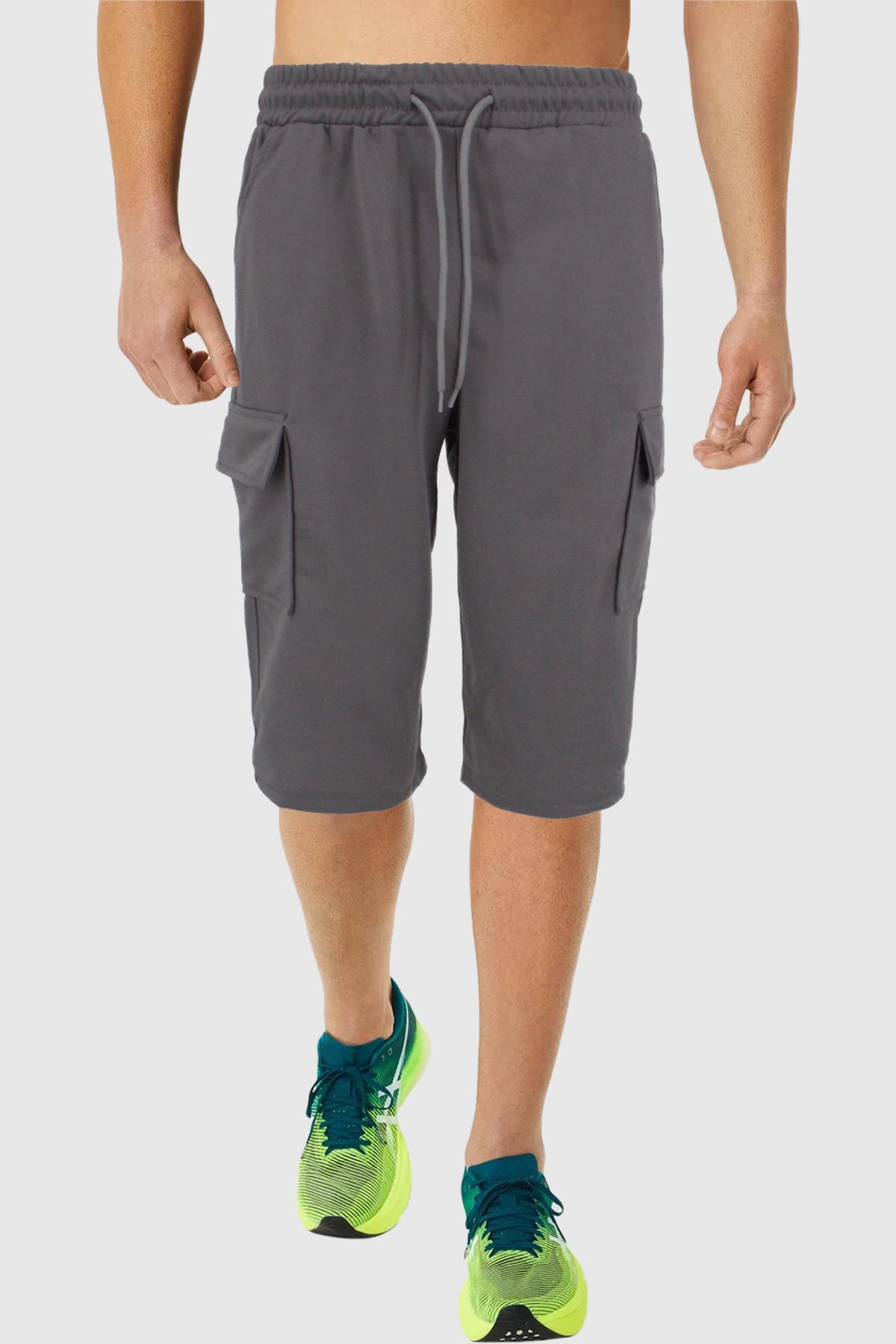 Pogi Erkek Tek Alt Kargo Cep Kapri - Gri - Thumbnail