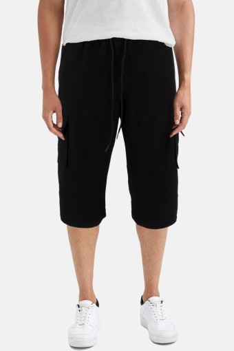 POGI - Pogi Erkek Tek Alt Kargo Cep Kapri - Siyah