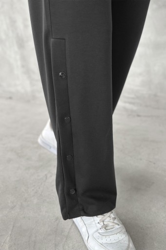 POGI - Pogi Kadın Eşofman Altı Uzun Bol Paça Çıtçıtlı - Füme (1)