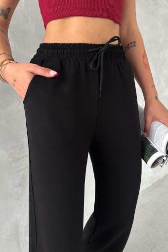 POGI - Pogi Kadın Eşofman Altı Uzun Bol Paça Çıtçıtlı - Siyah (1)