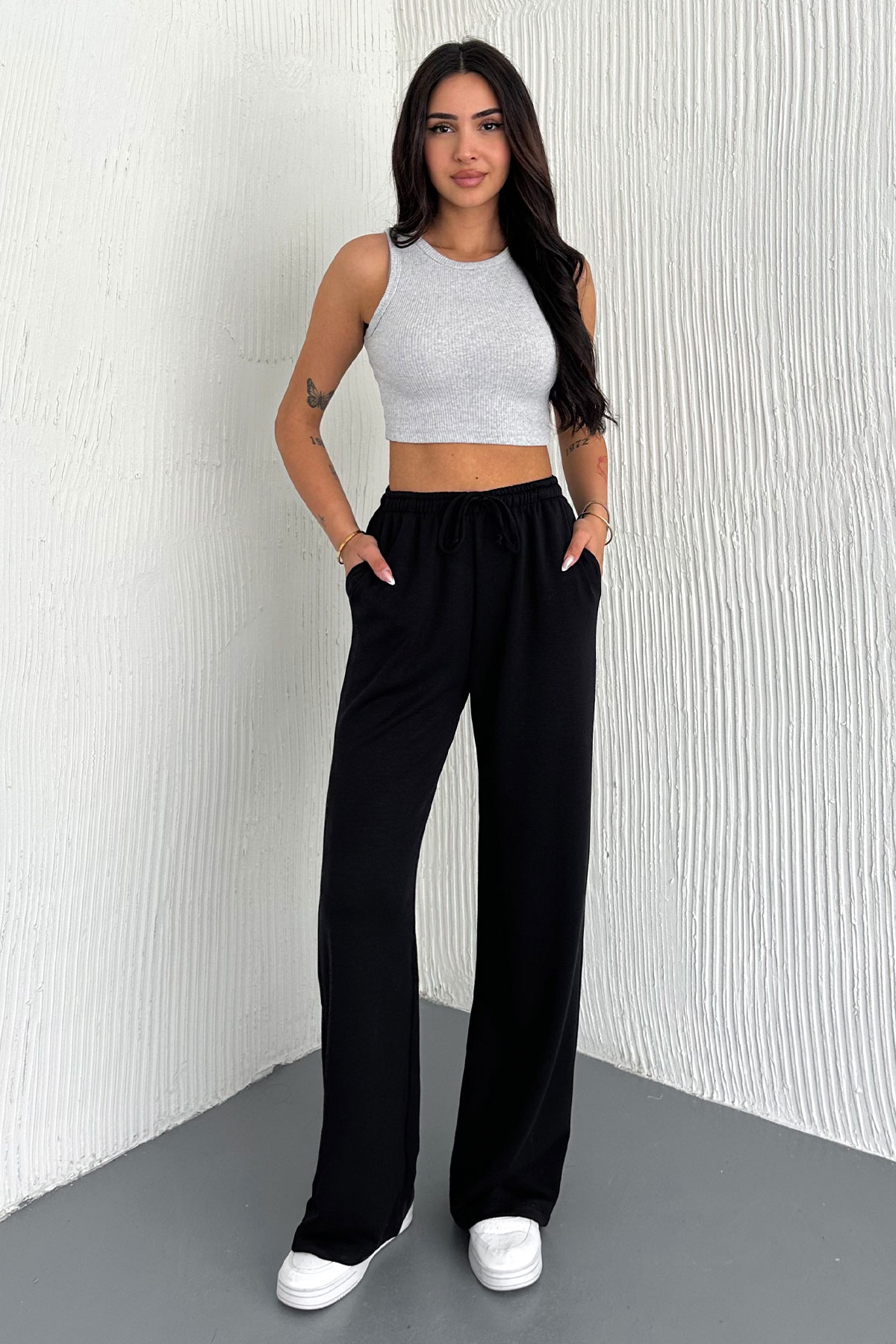 Pogi Kadın Eşofman Altı Uzun Bol Paça Modal - Lacivert - Thumbnail