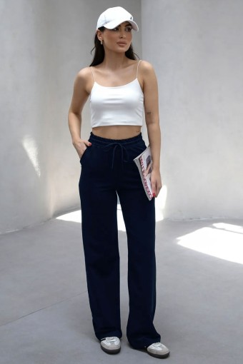 POGI - Pogi Kadın Eşofman Altı Uzun Bol Paça Modal - Lacivert