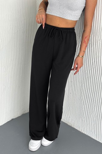 POGI - Pogi Kadın Eşofman Altı Uzun Bol Paça Modal - Siyah (1)