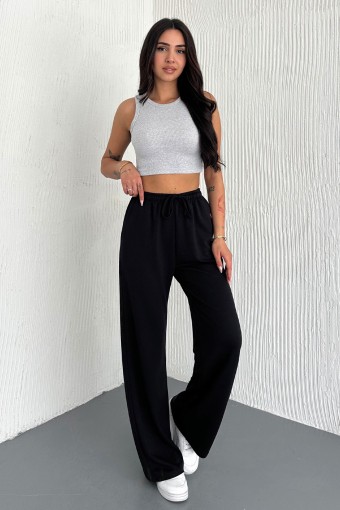POGI - Pogi Kadın Eşofman Altı Uzun Bol Paça Modal - Siyah (1)